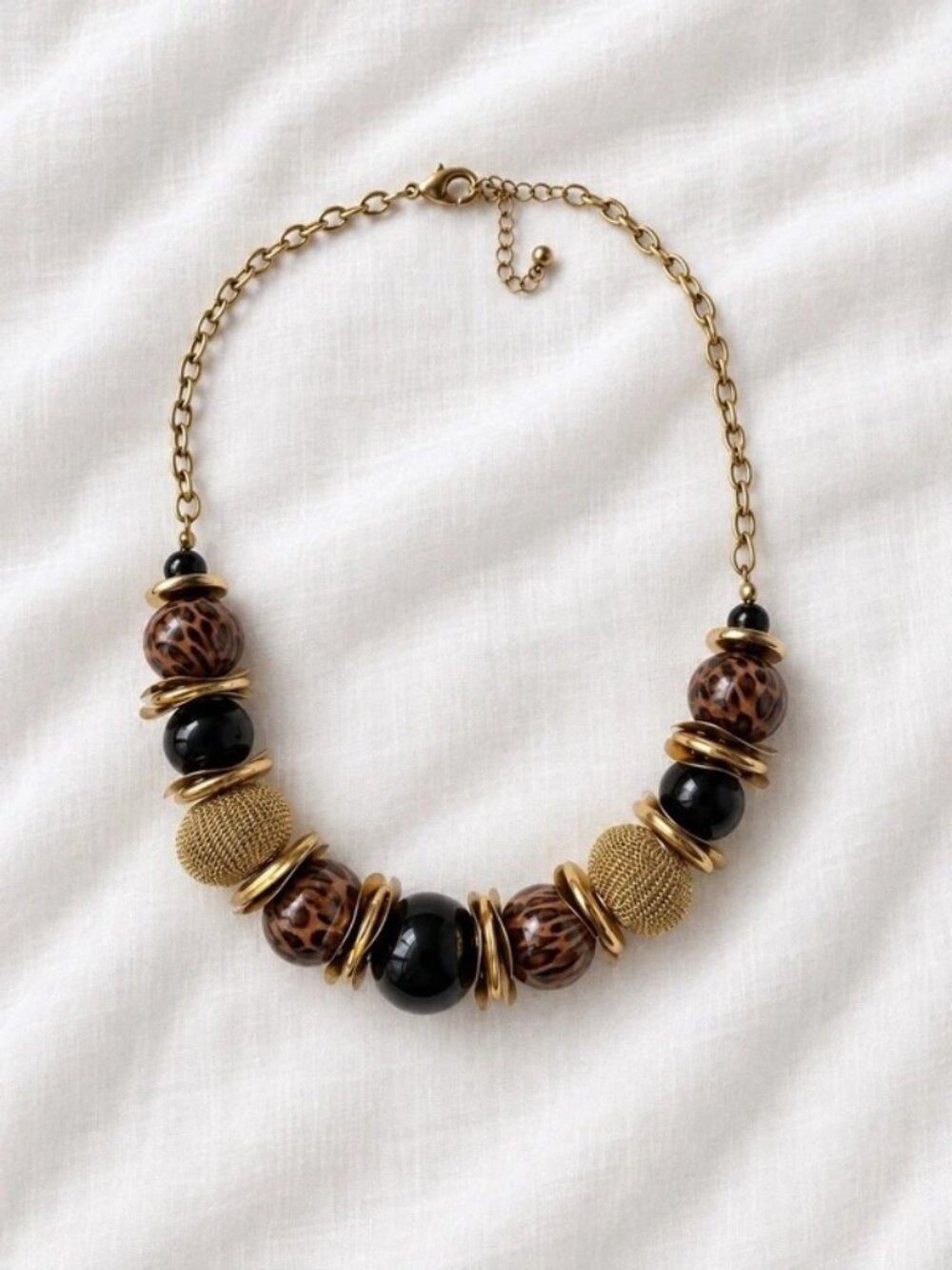 Gold-Tone Animal Print Statement Necklace